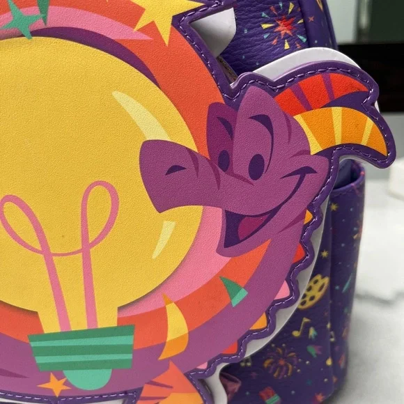LOUNGEFLY NWT 2025 Figment Disney Epcot Festival of the Arts Mini Backpack Bag - Picture 2 of 7